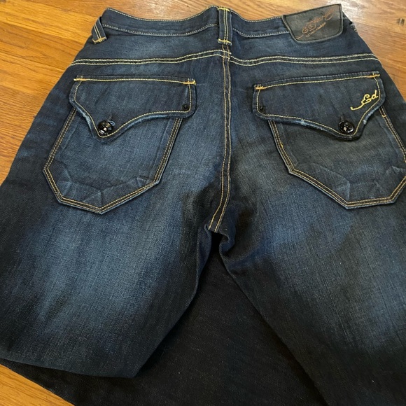 Ed Hardy Wide Loose Fit Denim Jeans Flap Pocket Vintage- size 32x34 - Picture 9 of 10